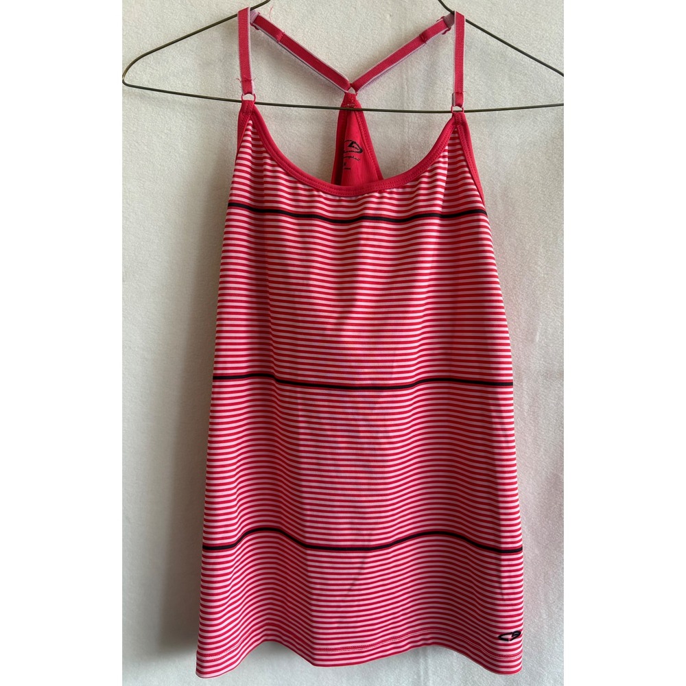 C9 Champion Womens Red Striped Active Tank Top Built-in Bra Medium